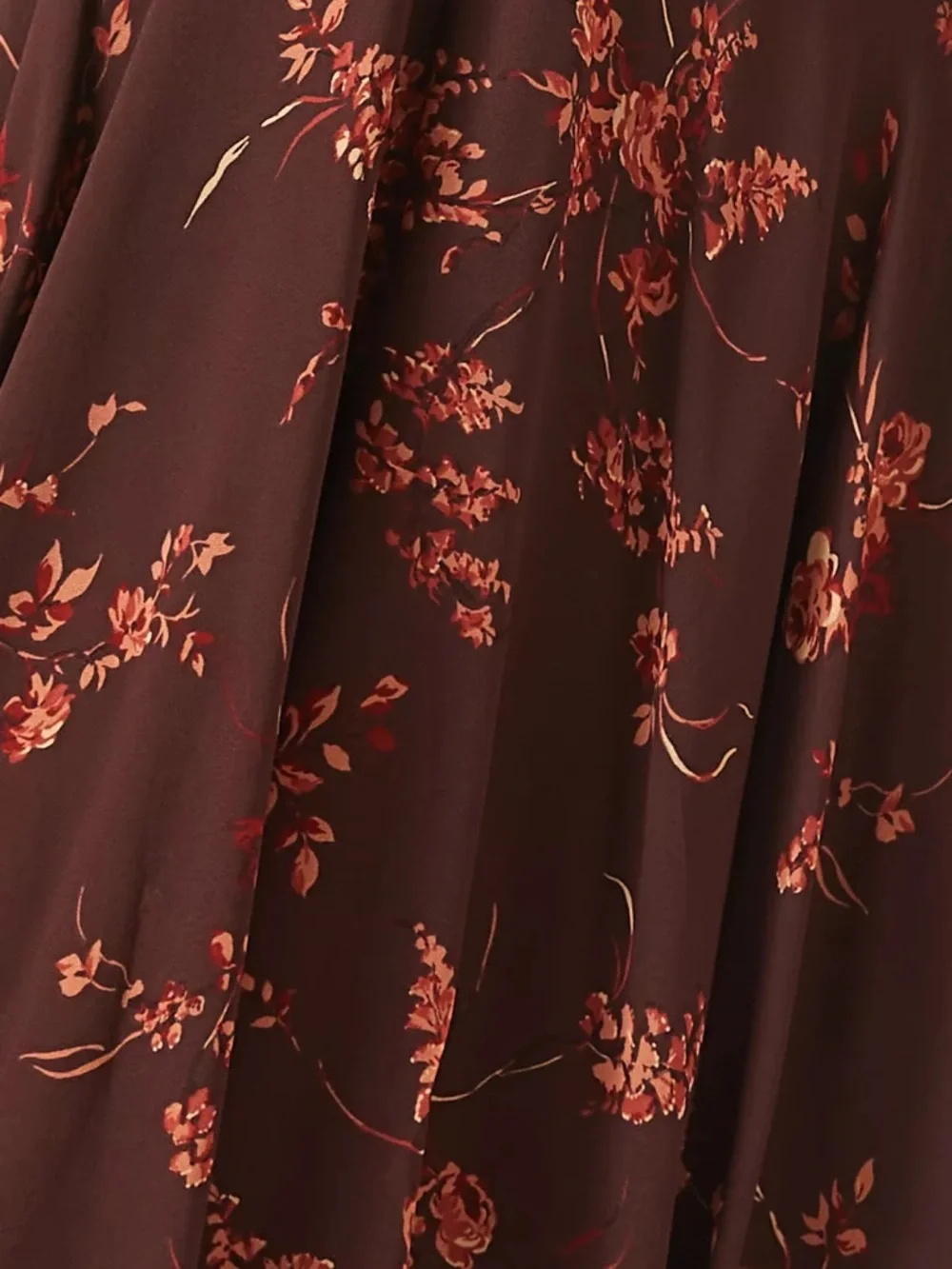 Reformation Evra Floral  Midi Dress Brown Open Back Puff Sleeve Size 8 - Picture 4 of 7